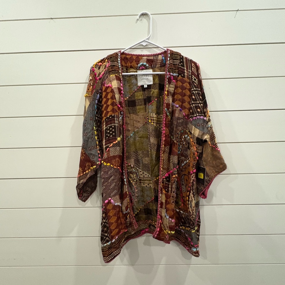 John Mark Multicolor Patchwork Cardigan NWT - image 1